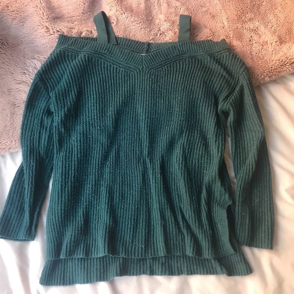 Emerald Off the Shoulder Sweater (w/straps)